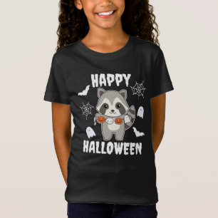 Camiseta Raccoon Happy Halloween Pumpkin Bat Costume