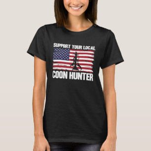 Camiseta Raccoon Hunting USA Flag Suporta Sua Moeda Local H