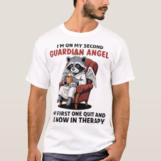 Camiseta Raccoon Im On My Second Guardian Angel My First 