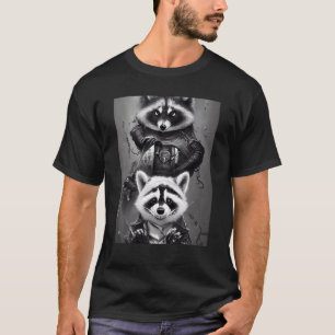 Camiseta Raccoon Mau sorridente Desenho Gráfico de Horror E