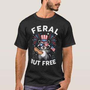 Camiseta Raccoon Patriótico Feral Mas Livre 4 De Julho Racc