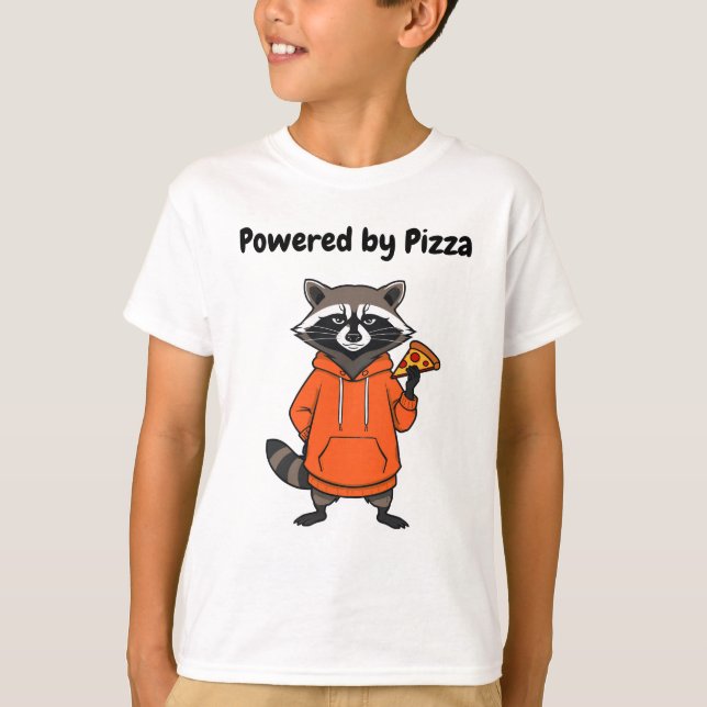 Camiseta Raccoon Pizza Kids T-Shirt – Funny Cartoon Tee  (Frente)