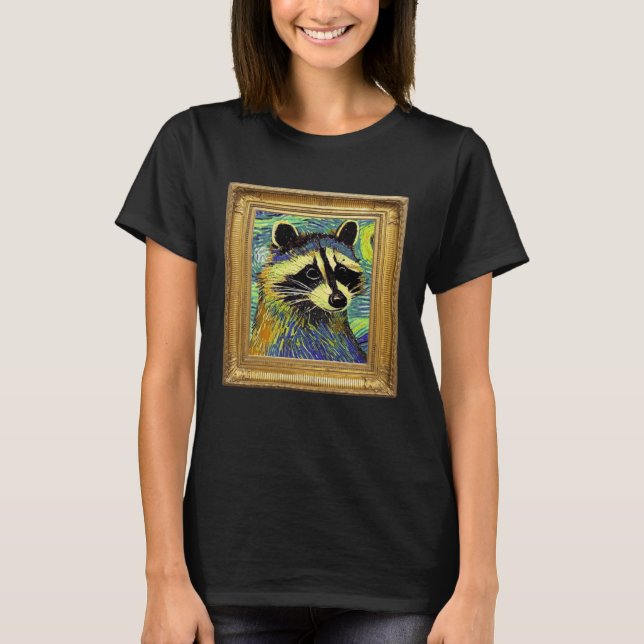 Camiseta Raccoon Post Impressionism Artwork Artist Painting (Frente)