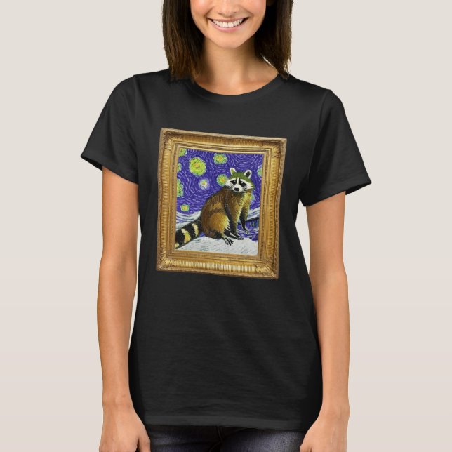 Camiseta Raccoon Post Impressionism Artwork Artist Painting (Frente)