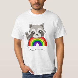 Camiseta Raccoon Rainbow Sweet Animais Coloridos Raccoon
