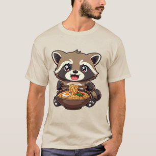 Camiseta Raccoon Ramen Kawaii – Macarrão Japonês Fofo Kawai