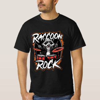 Camiseta Raccoon Rock - Design Engraçado Raccoon C