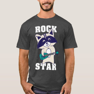 Camiseta Raccoon Rock Star Guitar Rockin Music Singer frien
