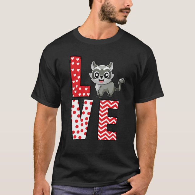 Camiseta Raccoon Valentines Day Love Valentine Cute Hearts (Frente)