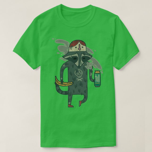 Camiseta Raccoon vestindo coquetquot humano (Frente do Design)