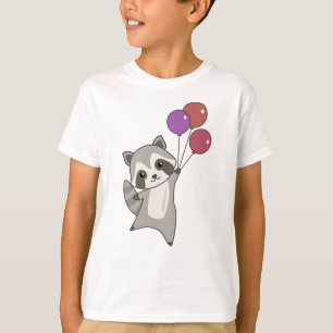 Camiseta Raccoon Voa Balões Acima De Animais Cachorros Para