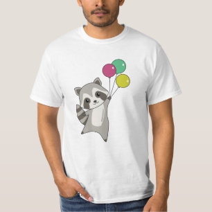 Camiseta Raccoon Voa Balões Acima De Animais Cachorros Para