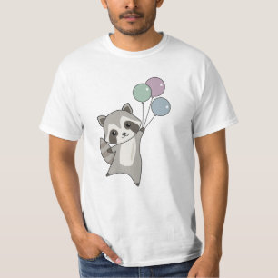 Camiseta Raccoon Voa Balões Acima De Animais Cachorros Para