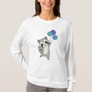 Camiseta Raccoon Voa Balões Acima De Animais Cachorros Para