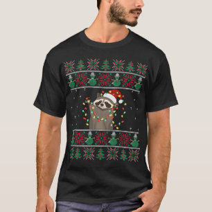 Camiseta Raccoon Xmas Lights Raccoon Ugly Christmas Sweater