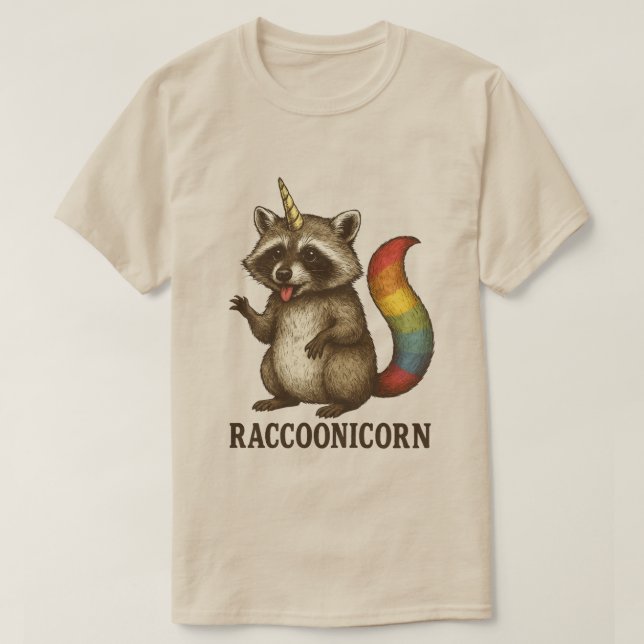 Camiseta Raccoonicórnio Antigo | Unicórnio Guaxinim de Caud (Frente do Design)