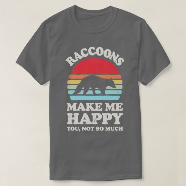 Camiseta Raccoons me fazem feliz retrato sunset para homens (Frente do Design)
