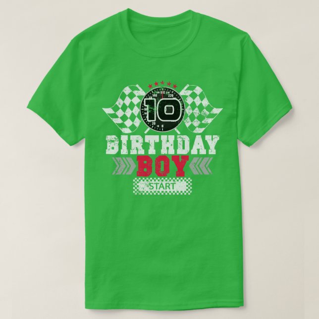 Camiseta Race 10th Birthday Boy Racing Driver (Frente do Design)