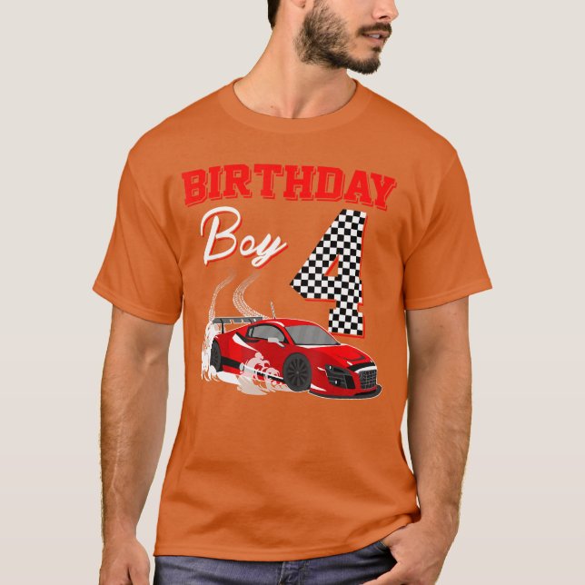 Camiseta Race 4th Birthday Boy Party Racing 4 year old (Frente)