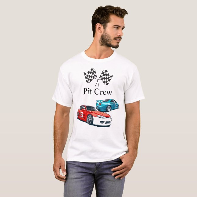 Camiseta Race Car Birthday, Tripulação De Pits (Frente Completa)