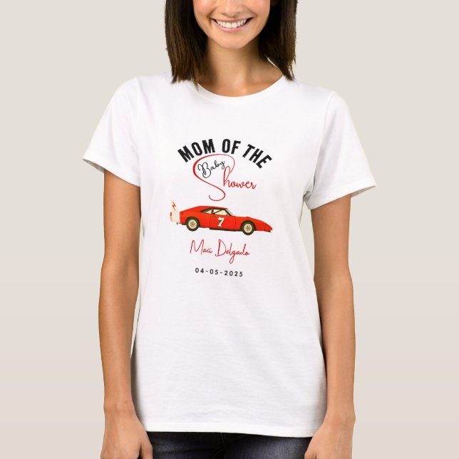 Camiseta Race Car Boy Baby Shower T-Shirt | Little Racer  (Frente)
