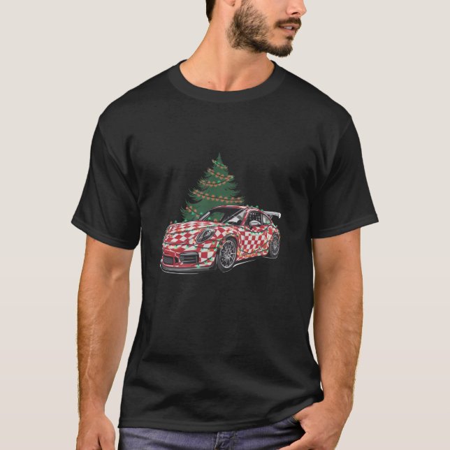 Camiseta Race Car De Árvore De Natal Acende Xmas Para (Frente)
