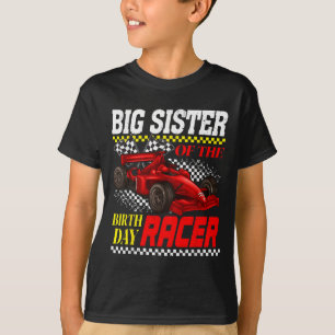 Camiseta Race Car Party Big Sister Do Birthday Racer Ra