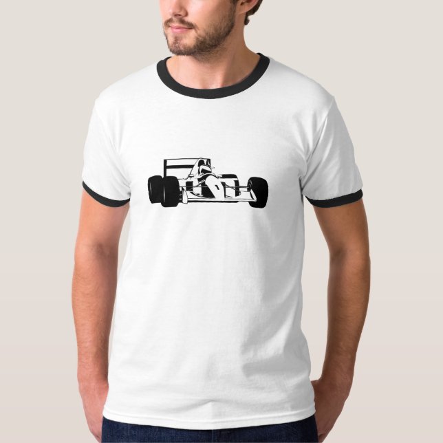 Camiseta Race Car Silhouette preto e branco (Frente)