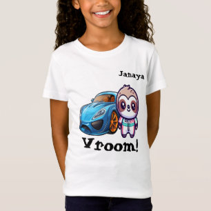 Camiseta Race Car Sloth Kawaii Personalé