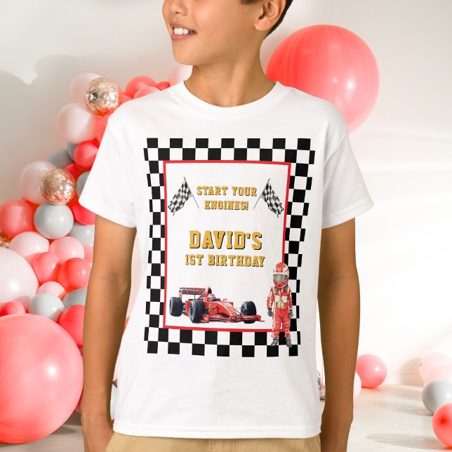 Camiseta Race Car Start Your Engines 1st Birthday (Criador carregado)
