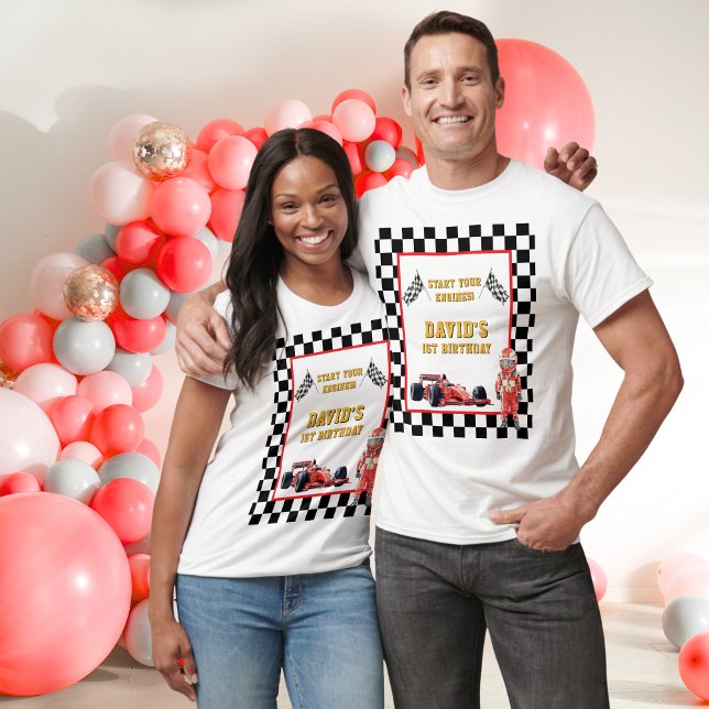 Camiseta Race Car Start Your Engines 1st Birthday Men's (Criador carregado)
