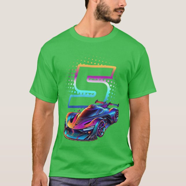 Camiseta Race Futurística Rac de 5 anos, 5 de Aniversário (Frente)