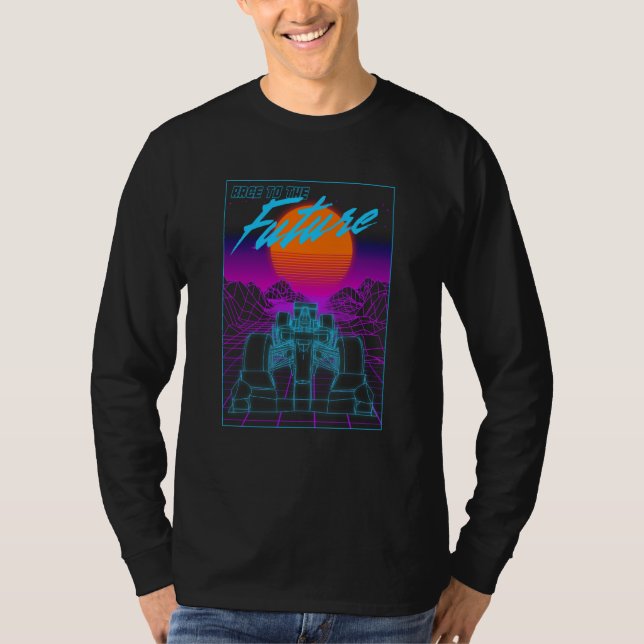 Camiseta Race To the Future Vaporwave Drag Race Car Car Guy (Frente)