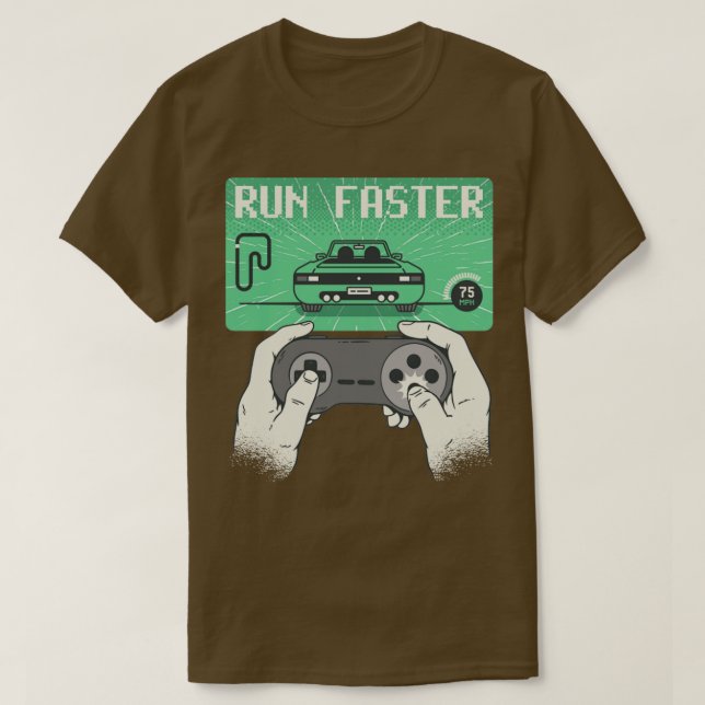 Camiseta Raceamento de jogos Execute um retrato mais rápido (Frente do Design)