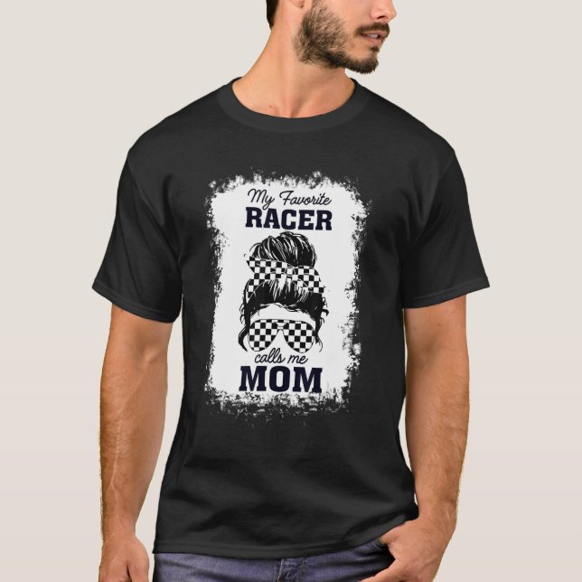 Camiseta Racer Mamãe Messy Bun Hair Meu Racer Favorito Cham (Frente)