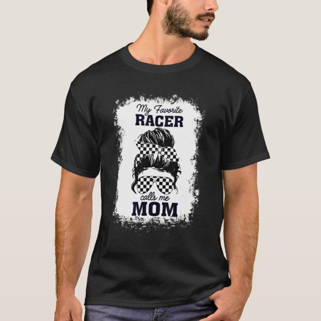 Camiseta Racer Mamãe Messy Bun Hair Meu Racer Favorito Cham (Frente)