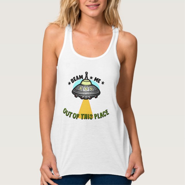Camiseta Racerback Feixe de Nave Alienígena (Frente)