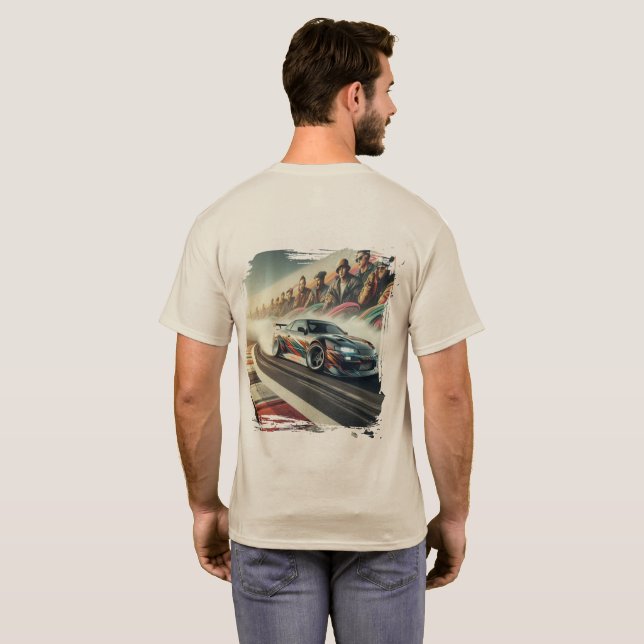 Camiseta Racetrack Car & Mural de Fã Grap (Parte Traseira Completa)