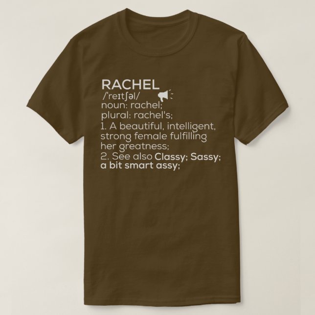 Camiseta Rachel Name Definition Rachel Nome 1 (Frente do Design)