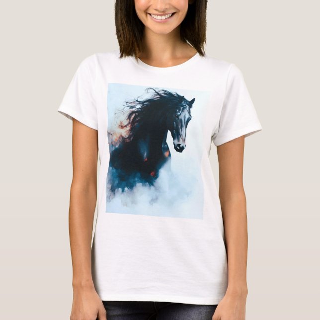Camiseta  Racing Black Horse Portrait Minimalist (Frente)