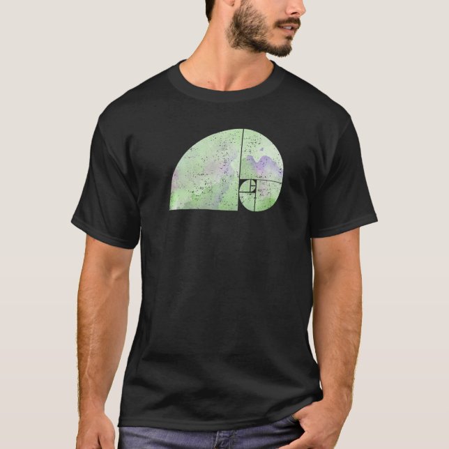 Camiseta Rácio do Ouro de Elefante Espiral Fibonacci granul (Frente)