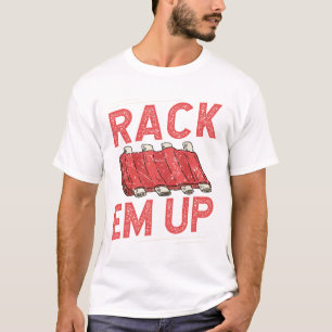 Camiseta Rack-em-cima Frisas CHURRASCO Pão Pão-Pão Curto Tr