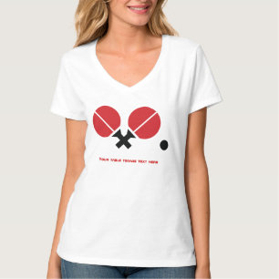 Camiseta Rackets de pingue-pongue de mesa e esfera a preto,