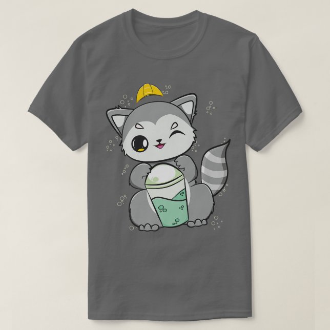 Camiseta Racoon Bebe Boba Para Trabalhador De Construção Pr (Frente do Design)