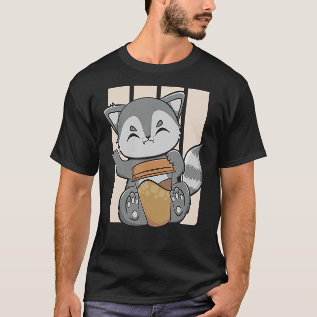 Camiseta Racoon Bebe Café Para Cafeína E Café (Frente)