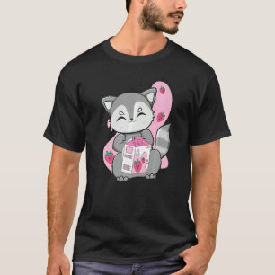 Camiseta Racoon Bebe Chá E Boba Com Morango