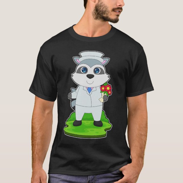 Camiseta Racoon Bunch de flores Casamento (Frente)