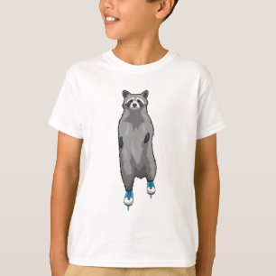 Camiseta Racoon com gelo patinando com skates de gelo