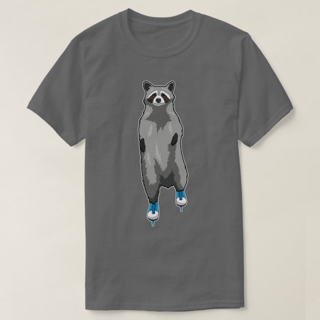 Camiseta Racoon com gelo patinando com skates de gelo (Frente do Design)