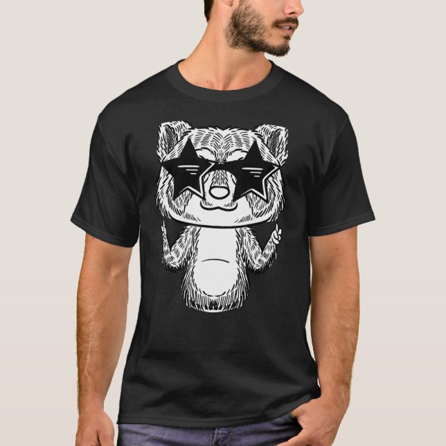 Camiseta Racoon Com Óculos Solares (Frente)